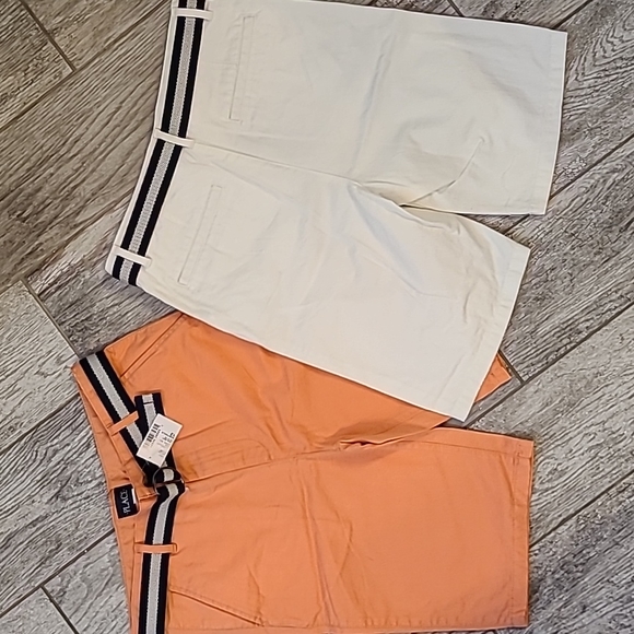 2 pair size 12 NWT big boy belted chino shorts - coral, white - Children's Place - Picture 2 of 4